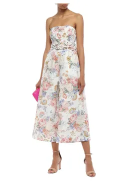 Zimmermann Strapless Bowie Jumpsuit Cream Floral Size 0 / AU 8 for rent on The Volte - image 1