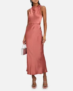 Shona Joy La Lune High Neck Midi Dress Terracotta Red Size AU 10 for rent on The Volte - image 2