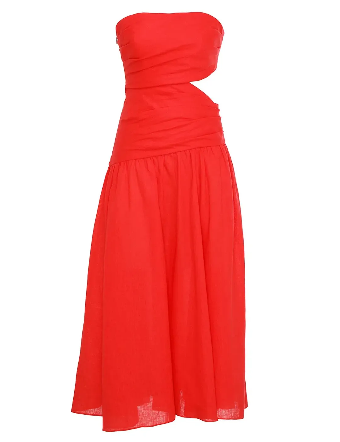 Zimmermann Lyre Wrap Tie Side Midi Dress Red Size 0 / Au 8 for rent on The Volte - main image