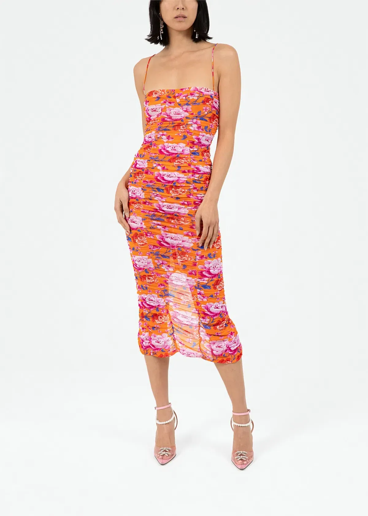 Magda Butrym Rouched Floral Midi Dress Size 40/AU 12 - Image 1