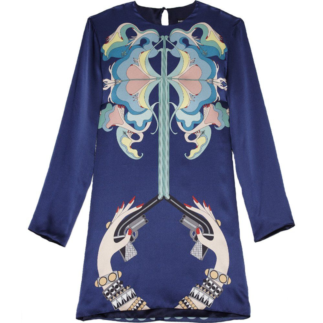 Holly Fulton Hand Gun Silk Dress Navy Size 8 for rent on The Volte - main image