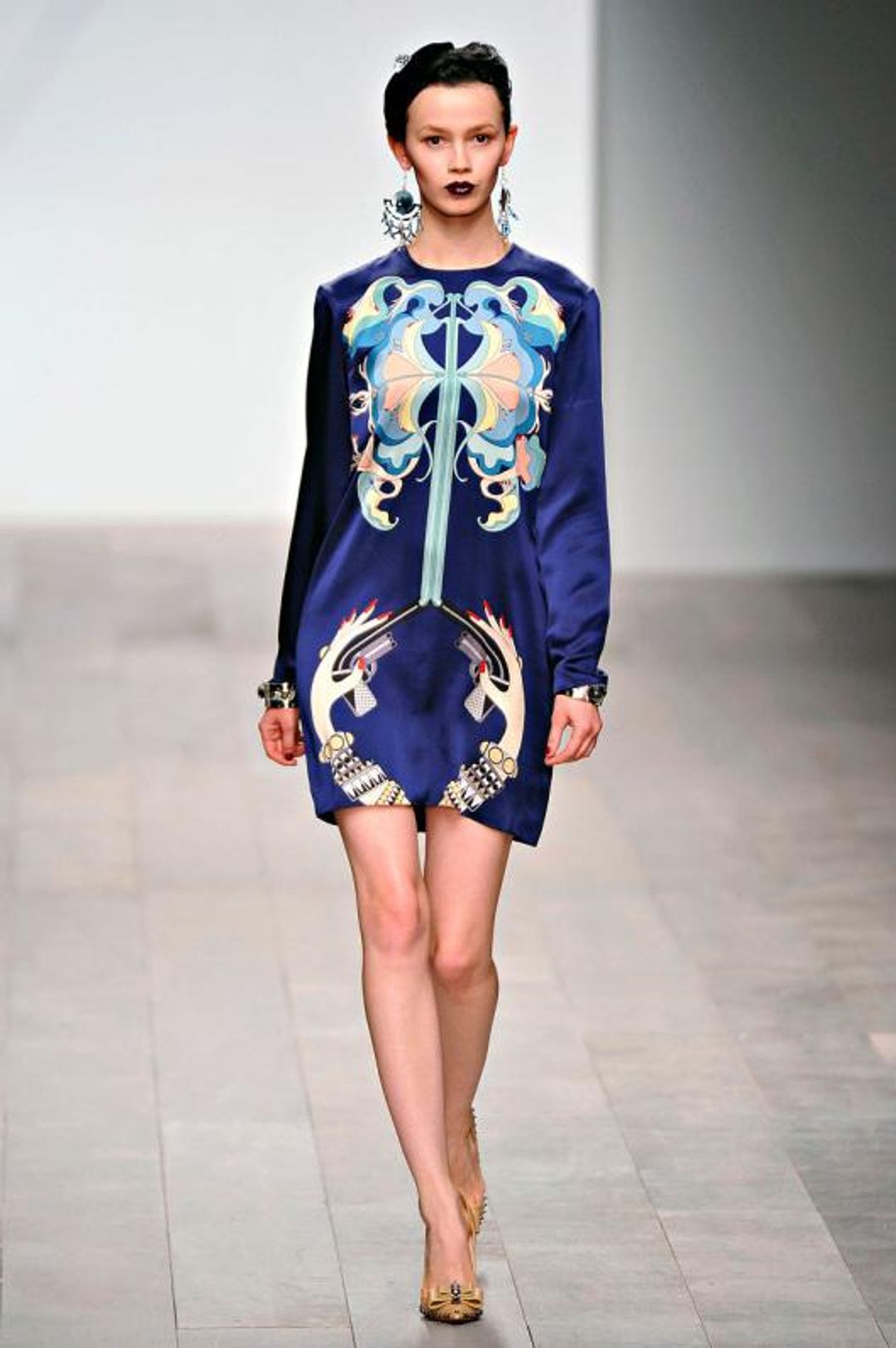 Holly Fulton Hand Gun Silk Dress Navy Size 8 for rent on The Volte - main image