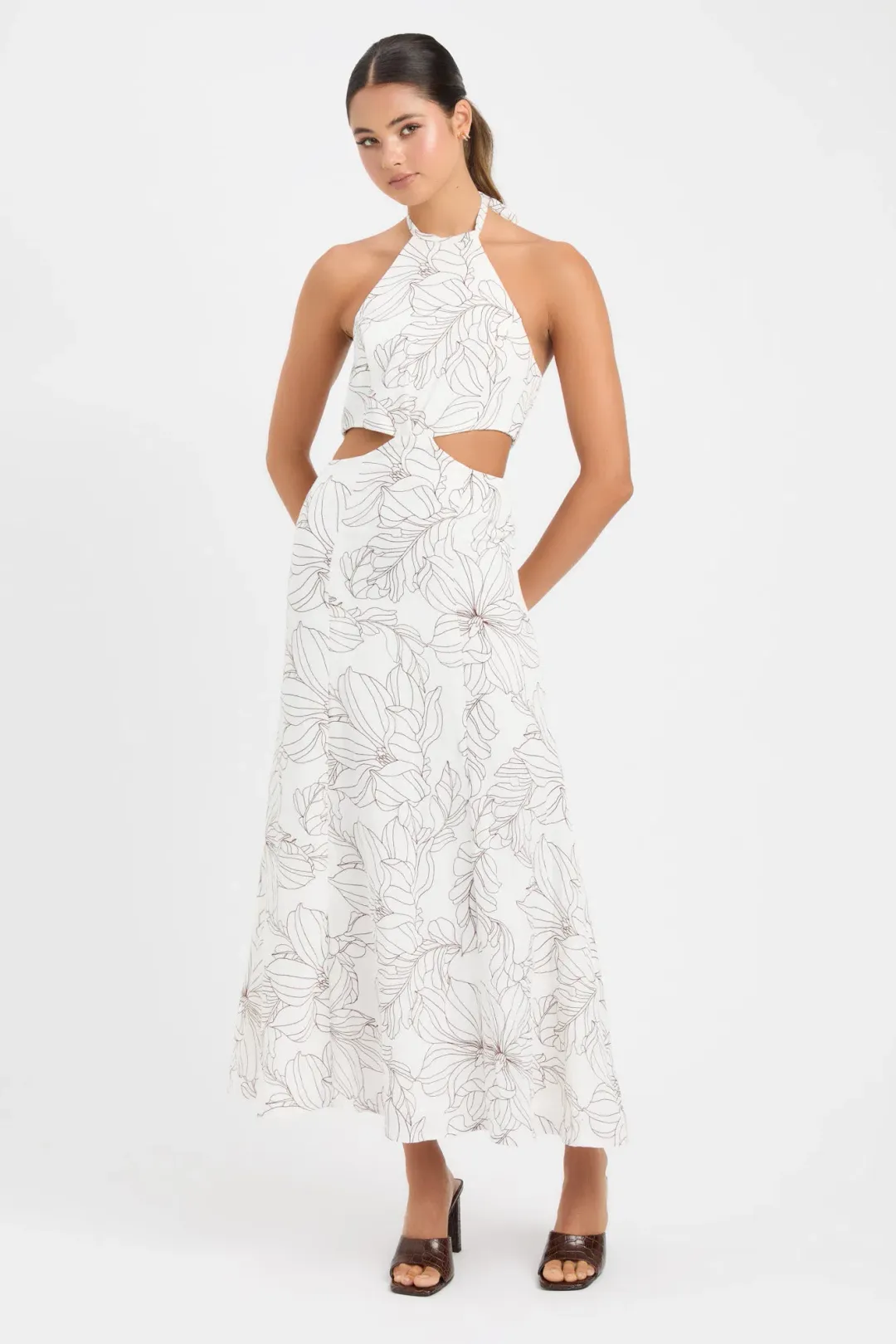 Kookai Lyra Cut Out Midi Dress Print Size 8 for rent on The Volte - main image