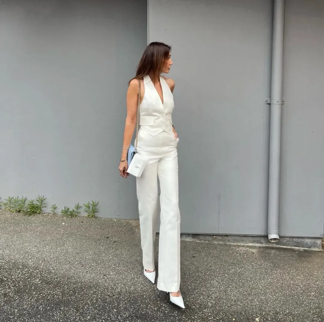 Scanlan Theodore Double Cotton Waistcoat and Trousers Set Alabaster Size 8 for rent on The Volte - main image