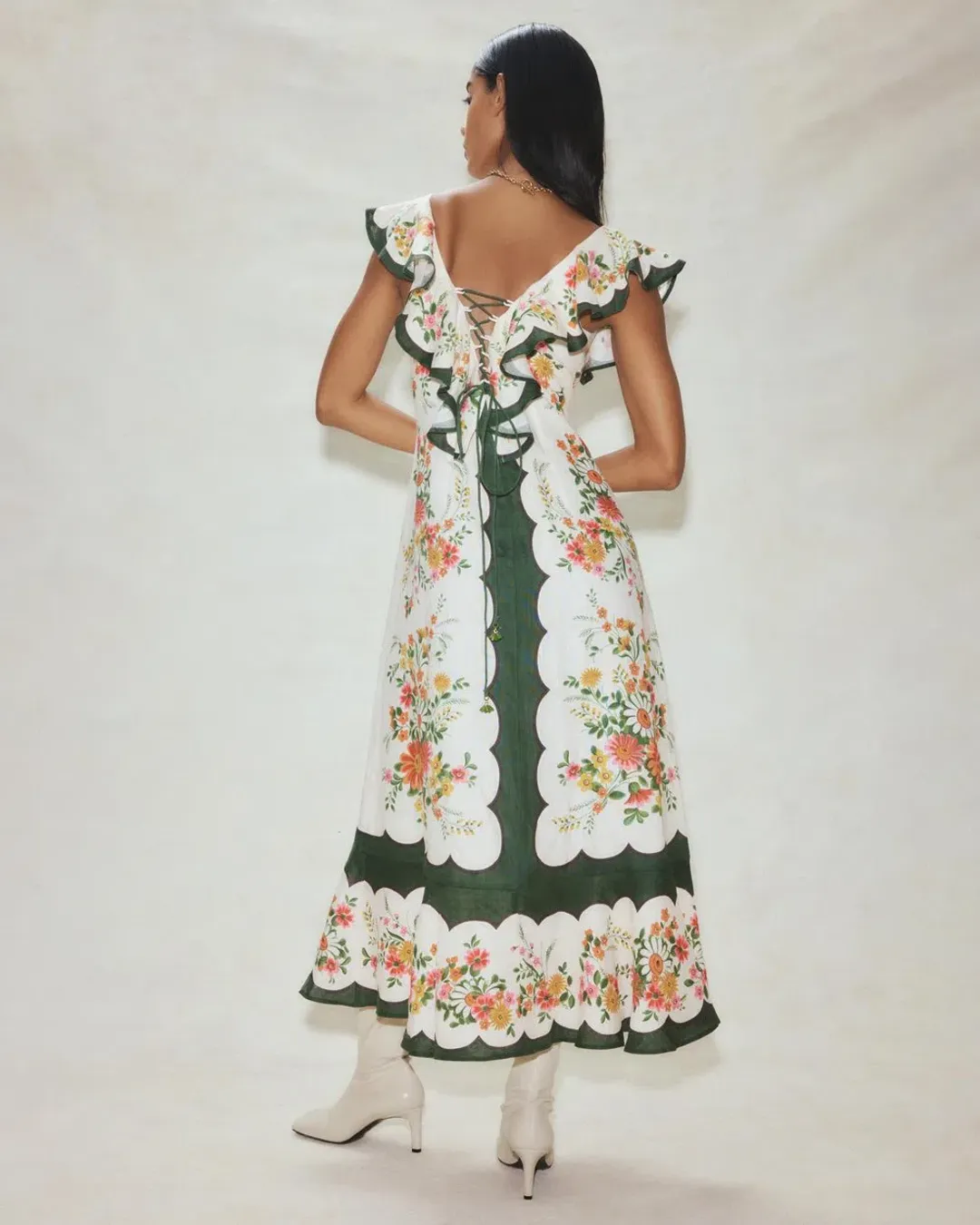Alemais - Elisabetta Ruffle Midi Dress - Size 14 for rent on The Volte - main image