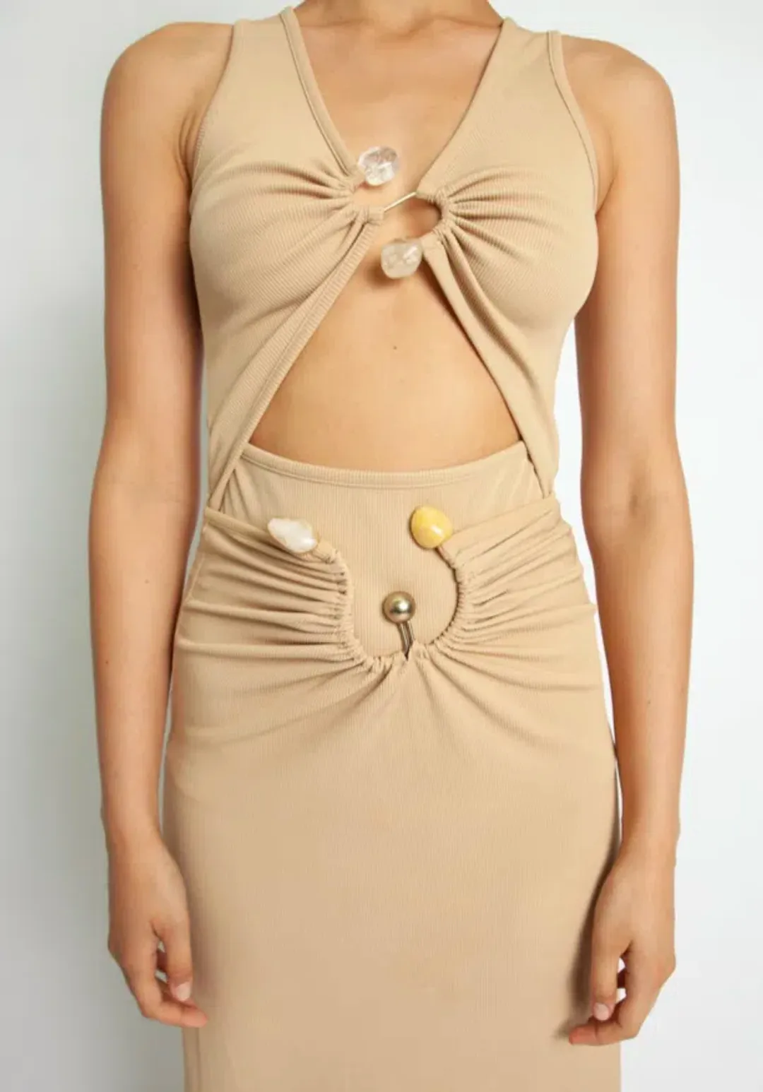 Christopher Esber Scoop Neck S Buckle Tank Top Tan Size 8 for rent on The Volte - main image