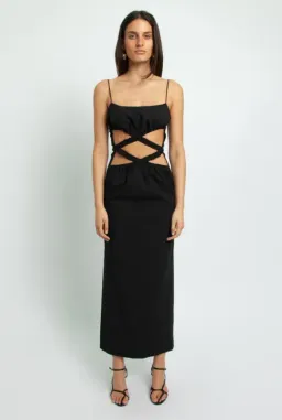 Christopher Esber Crossed Torso Wool Bra Dress Black Size 8 for rent on The Volte - image 1