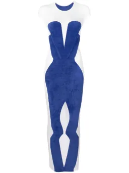 Dion Lee Chenille Intarsia Maxi Dress Blue/White Size XS / Au 6 for rent on The Volte - image 4