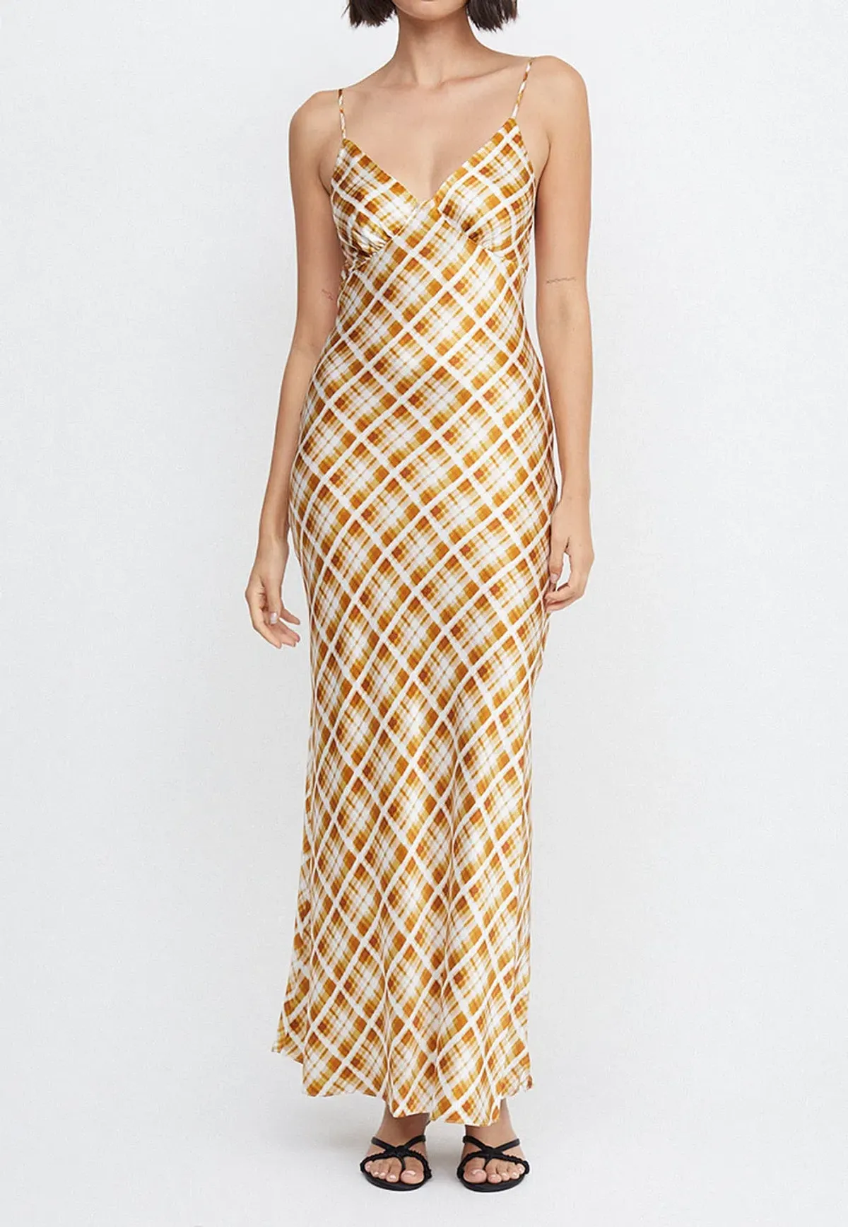 Bec & Bridge Amber V Maxi Dress in Sunflower Check Size 6 / XS - Image 1