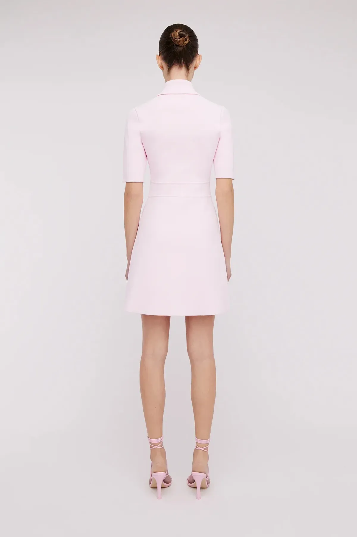 Scanlan Theodore Crepe Knit Button Collar Mini Dress Pink Size XS / Au 6 - Image 3