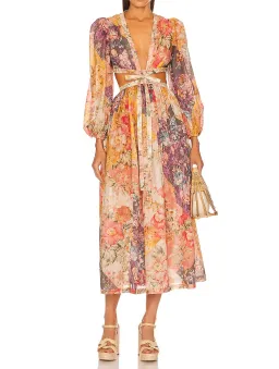 Zimmermann Pattie Patchwork Long Dress Floral Size 0 / Au 8 for rent on The Volte - image 1