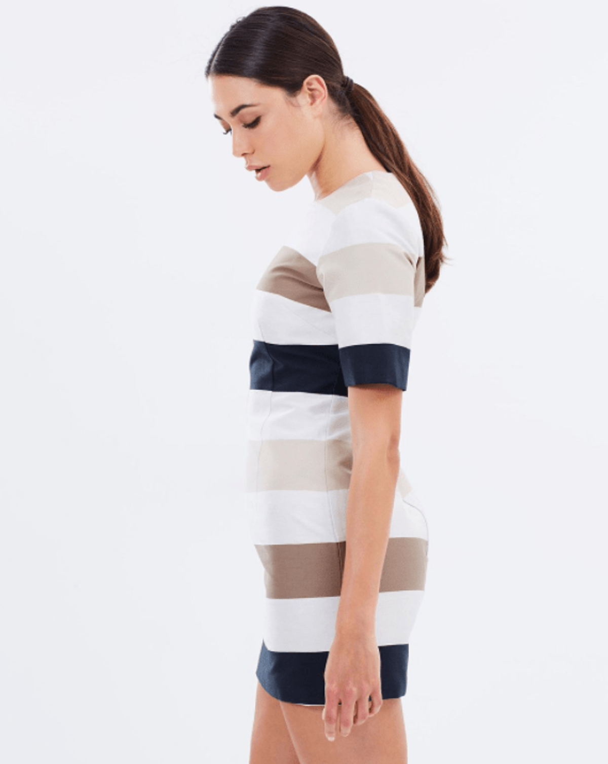 By Johnny Muted Stripe Tee Mini Dress Print Size 10 - Image 4