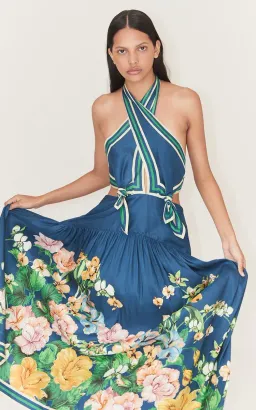 Alemais - Lyla Halter Midi Dress Blue - Size 10 for rent on The Volte - image 1