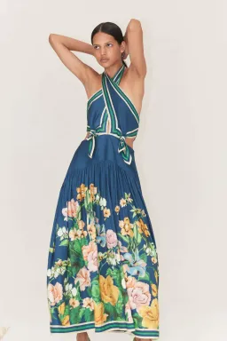 Alemais - Lyla Halter Midi Dress Blue - Size 10 for rent on The Volte - image 4