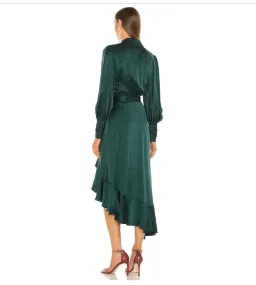 Zimmermann Silk Wrap Midi Dress in Forest Green Size 0P / Au 6 for rent on The Volte - image 3