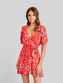 Kookai Delilah Wrap Dress Red Size 8 for rent on The Volte - image 2