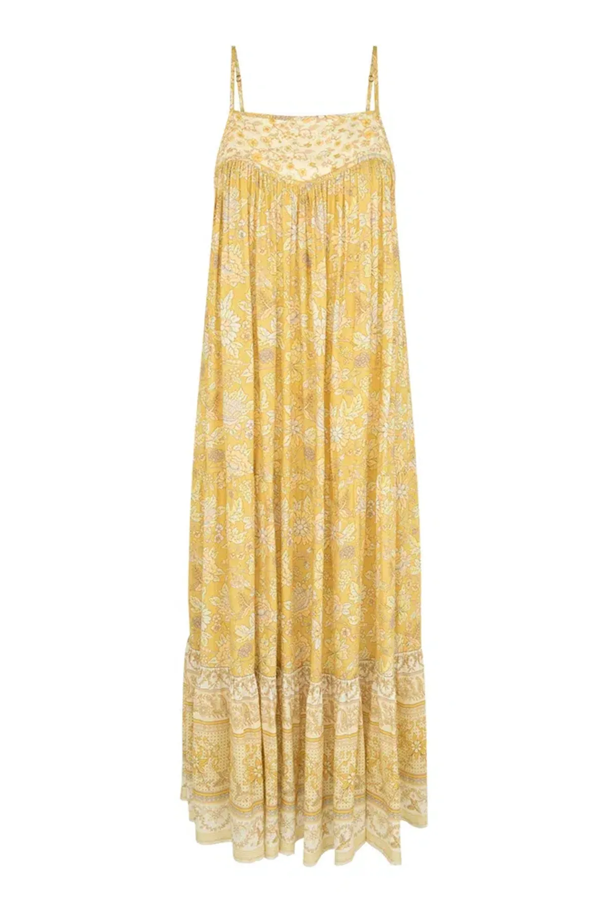 Spell Mossy Strappy Midi Dress Yellow Size XS / AU 6 - Image 1