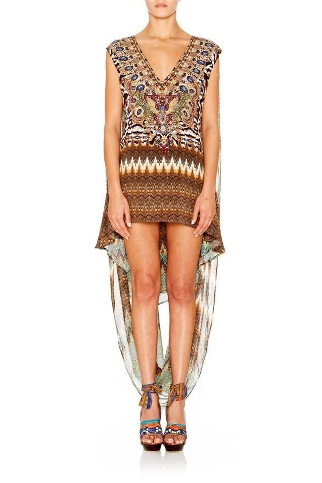 Camilla Deep V Mini Dress W Cape Eyasi Stillness for rent on The Volte - main image
