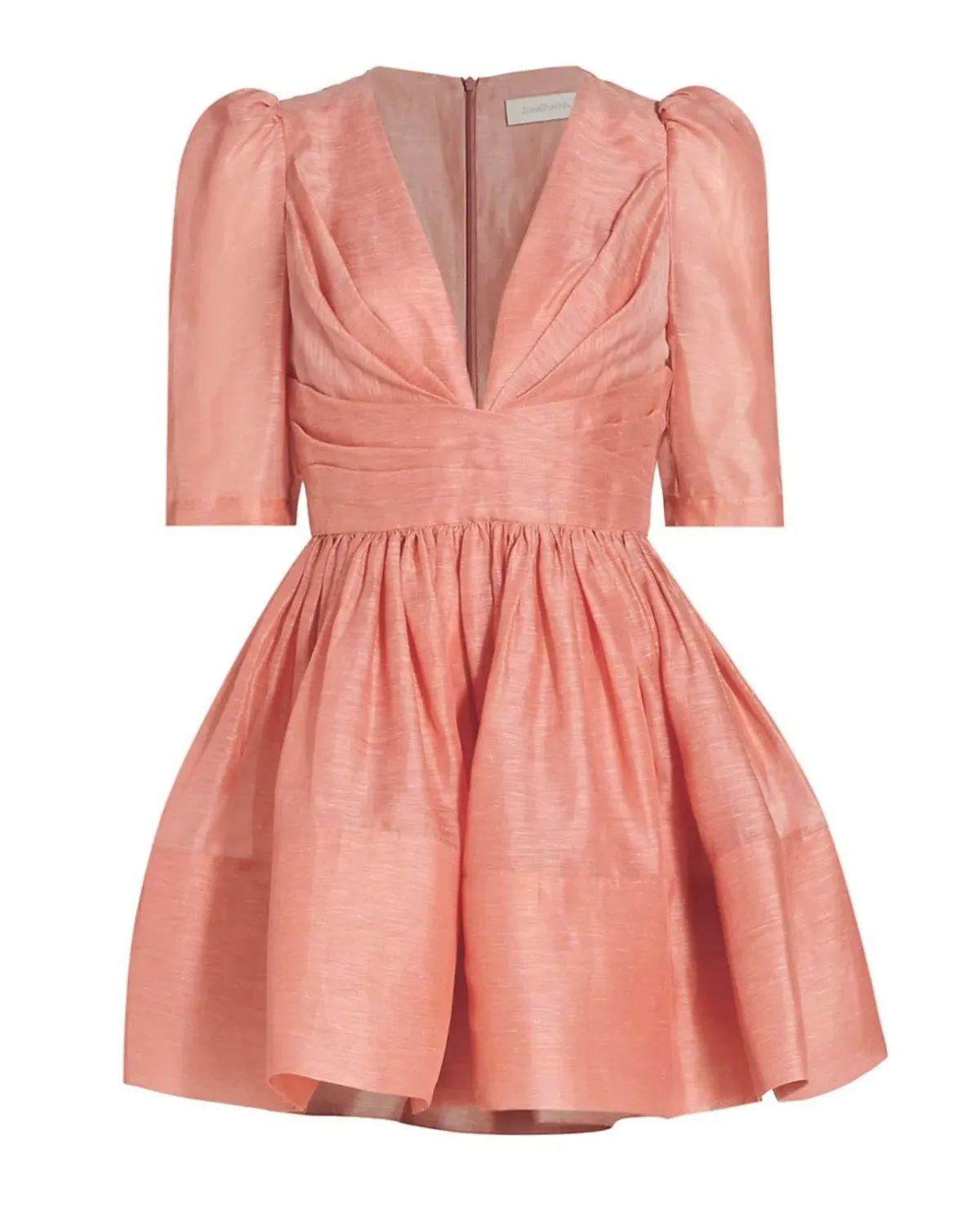 Zimmermann Wonderland Sleeved Mini Dress in Guava Size 1/Au 10 - Image 3