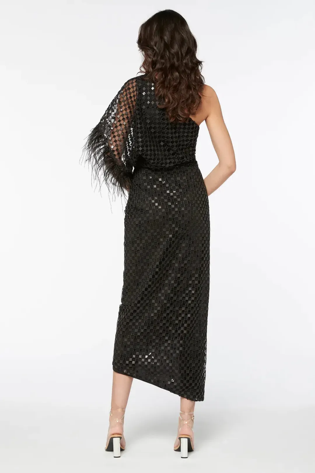 Manning Cartell Checkerboard Sequin Event Dress Black Size 6 for rent on The Volte - main image