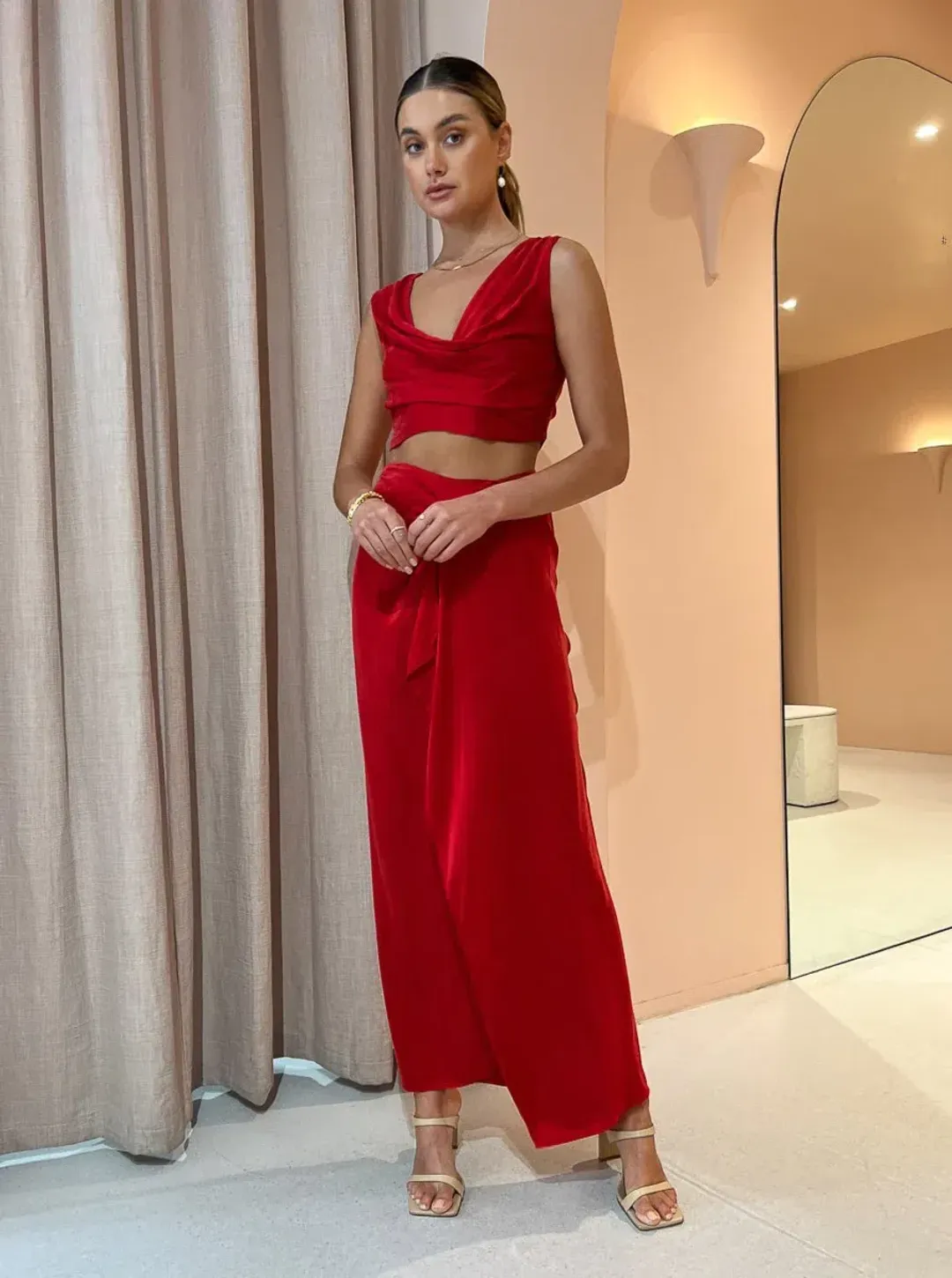 One Fell Swoop Marni Crop and Review Skirt Set Red Size 8 for rent on The Volte - main image
