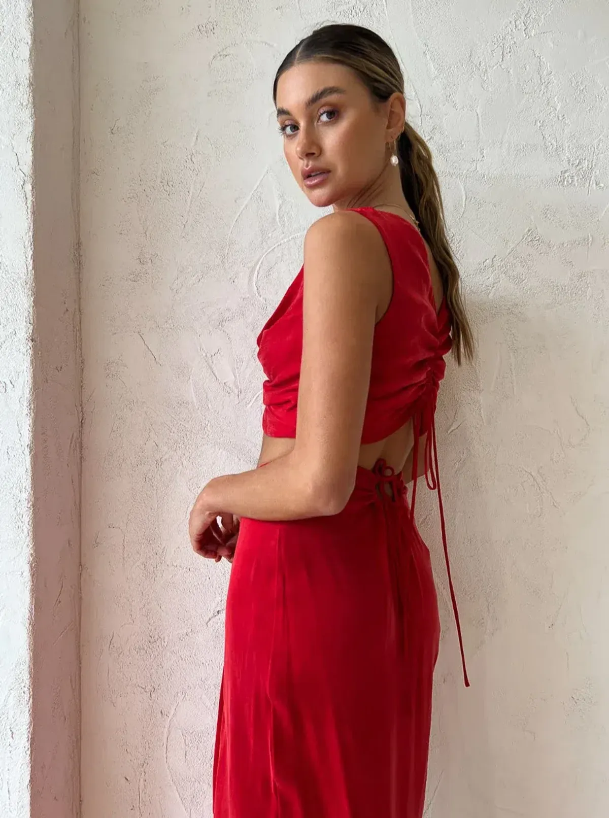 One Fell Swoop Marni Crop and Review Skirt Set Red Size 8 - Image 4