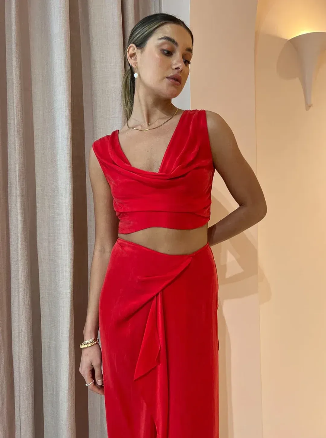 One Fell Swoop Marni Crop and Review Skirt Set Red Size 8 for rent on The Volte - main image