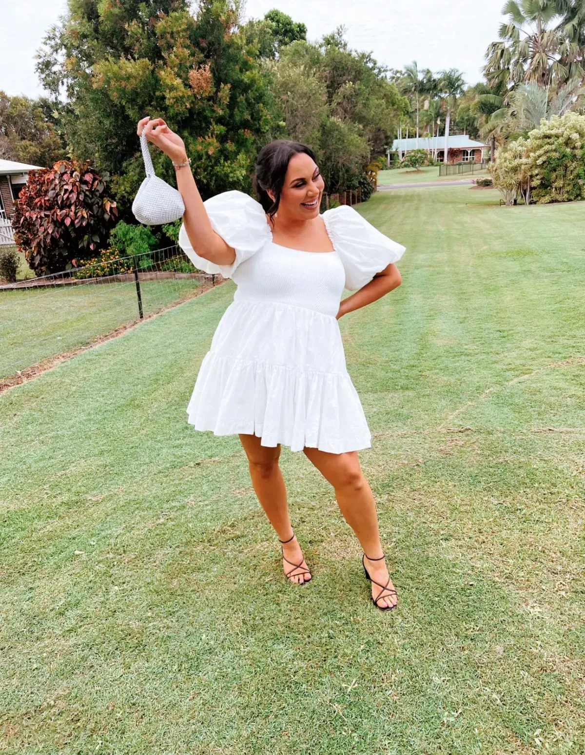 Aje Casa Puff Sleeve Mini Dress Ivory Size 12 - Image 3