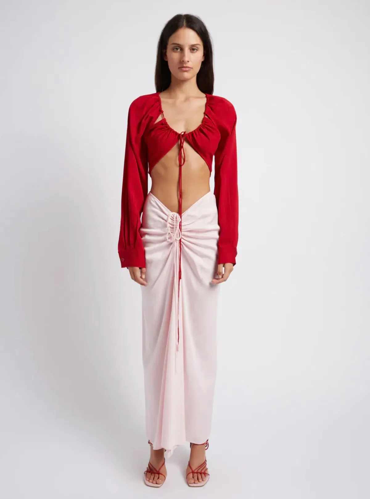 Christopher Esber Ruched Skirt Blush Pink Size 8 - Image 1