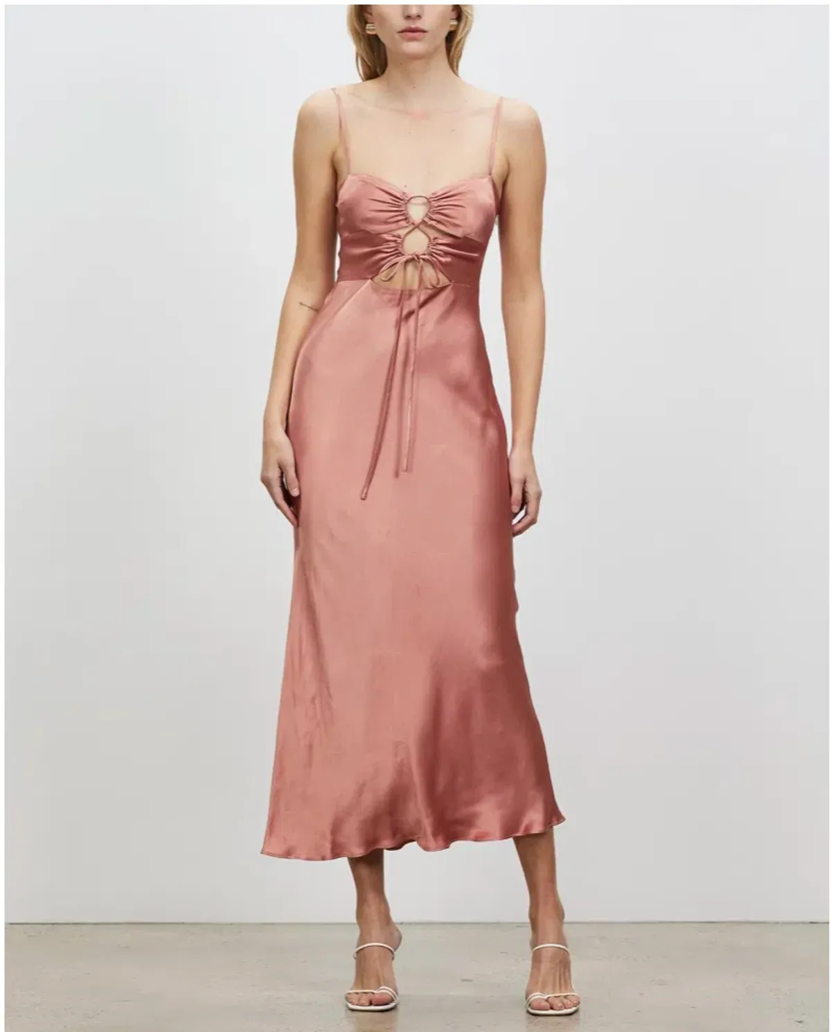 Shona Joy Eloise Lace Up Midi Dress Pink Size AU 14 - Image 1