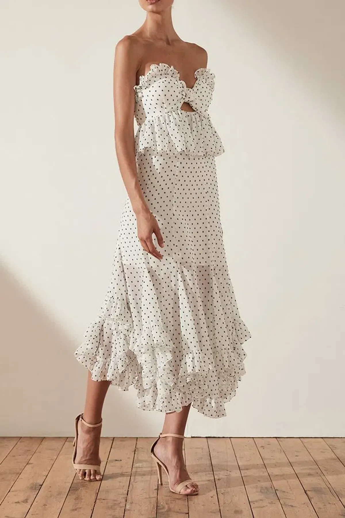 Shona Joy Wilder Tie Front Godet Midi Dress White Size AU 8 - Image 2