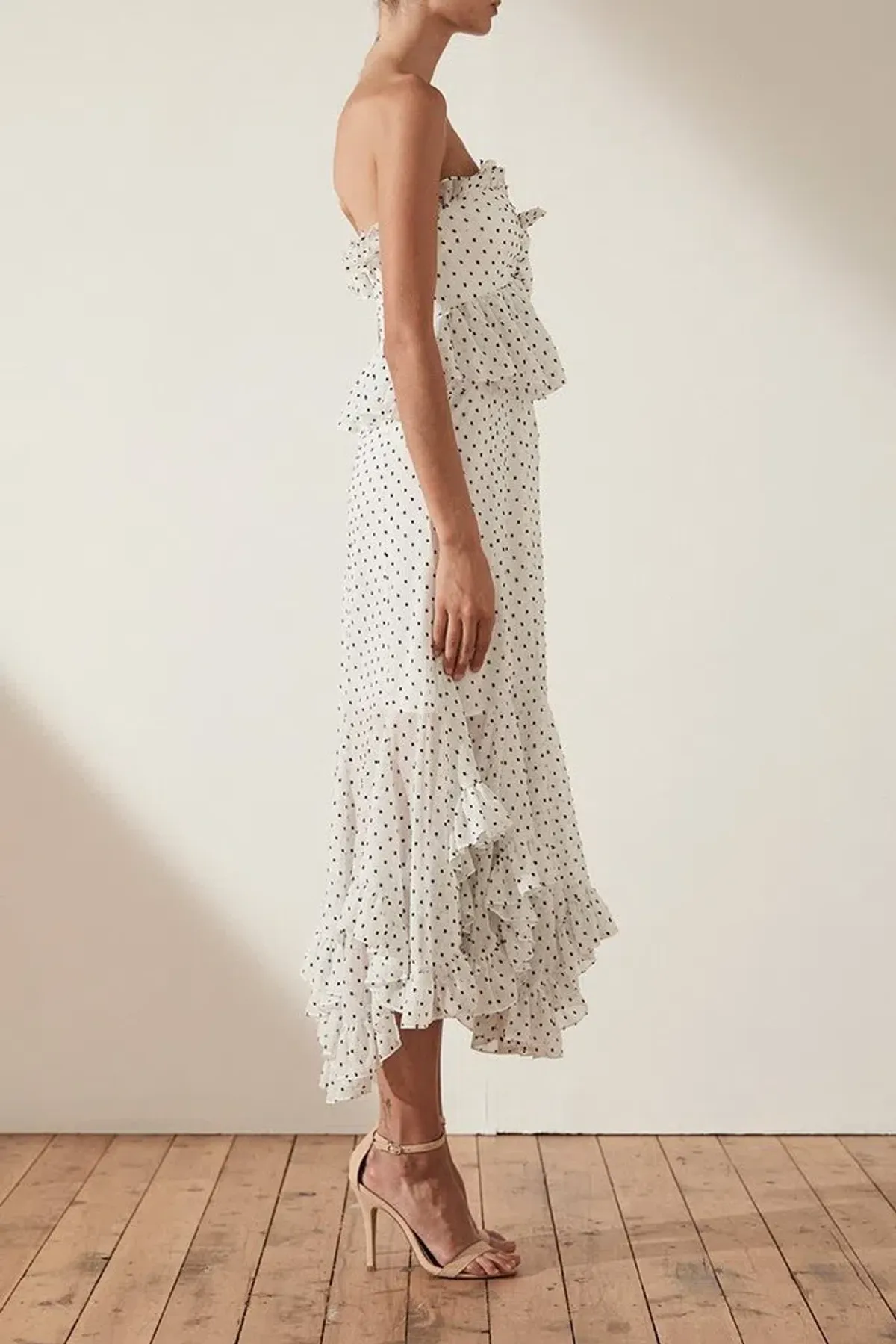 Shona Joy Wilder Tie Front Godet Midi Dress White Size AU 8 - Image 3