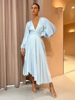 Acler Palms Midi Dress Sky Blue Size 8 for rent on The Volte - image 1
