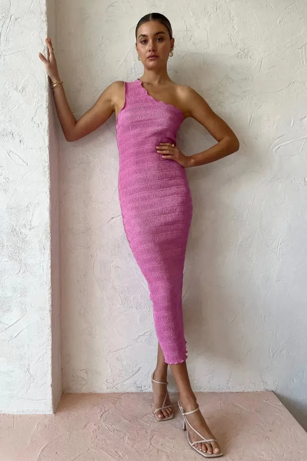 Lidee Gigi Smocking Gown in Hot Pink Size 10 - Image 4