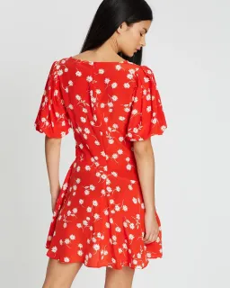 Bec & Bridge Wrap Daisy Mini Dress Red Floral Size 12 for rent on The Volte - image 2