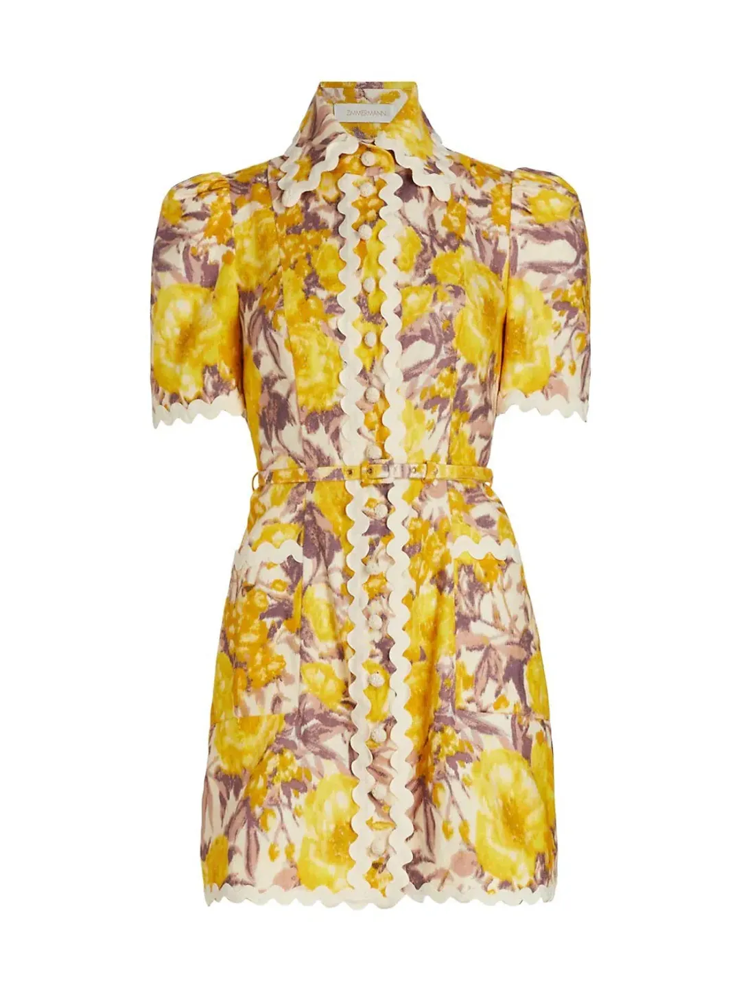 Zimmermann High Tide Ric Rac Mini Dress Floral Size 1/Au 10 for rent on The Volte - main image