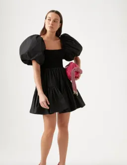Aje Casa Puff Sleeve Mini Dress Black Size 12 / L for rent on The Volte - image 3