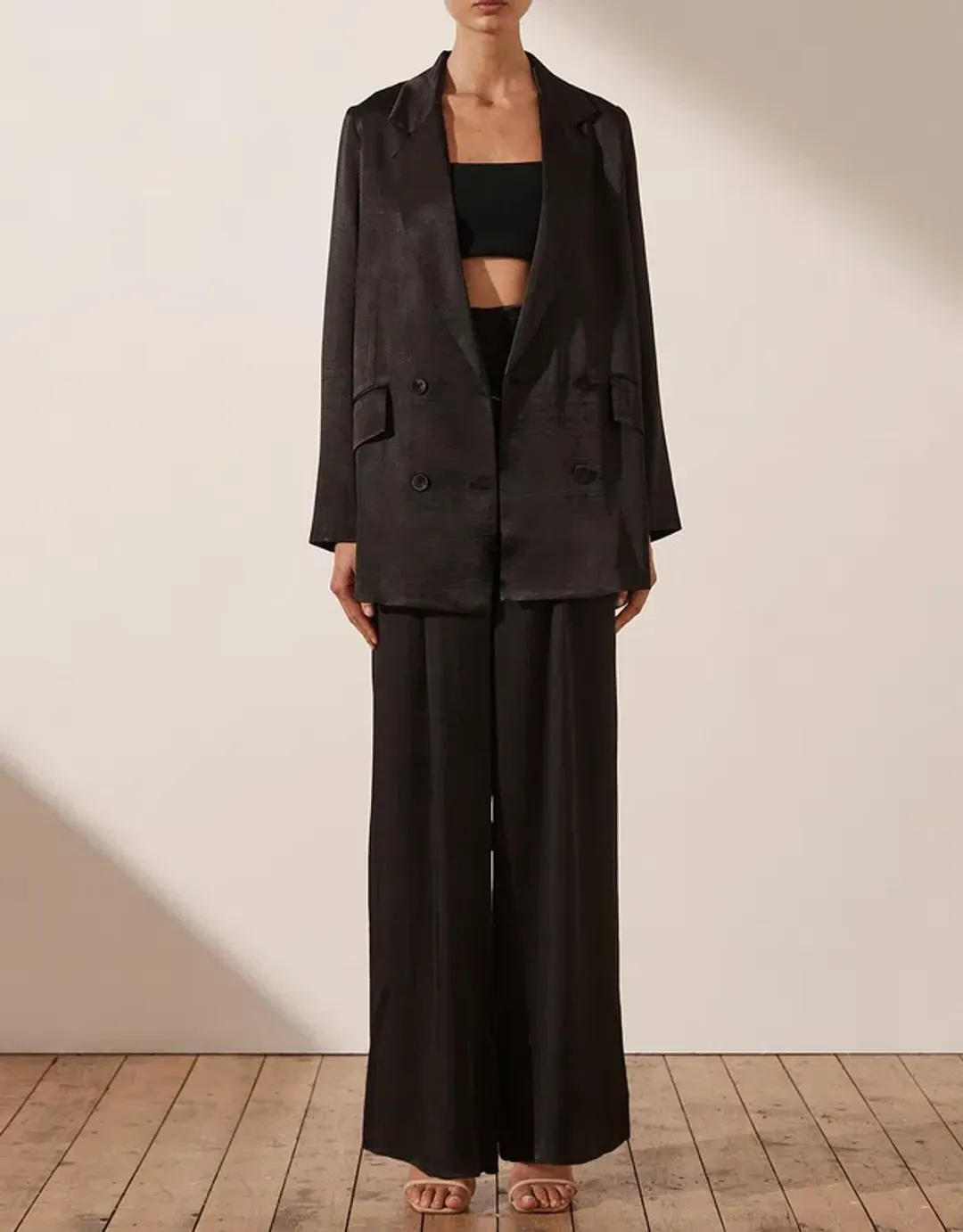 Shona Joy Angelica Double Breasted Blazer & Pants Set Black Size 14 / XL for rent on The Volte - main image