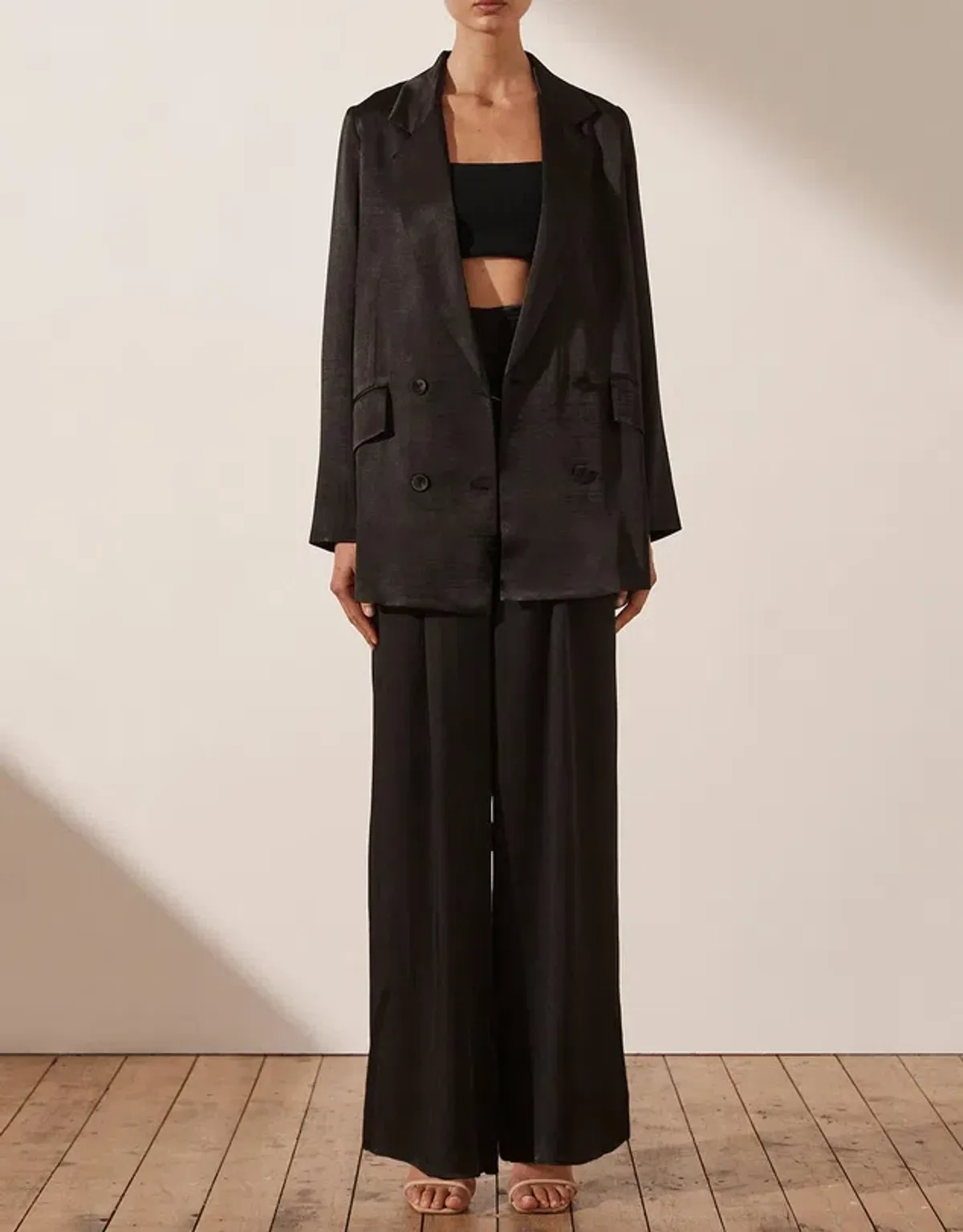 Shona Joy Angelica Double Breasted Blazer & Pants Set Black Size 14 / XL for rent on The Volte - main image