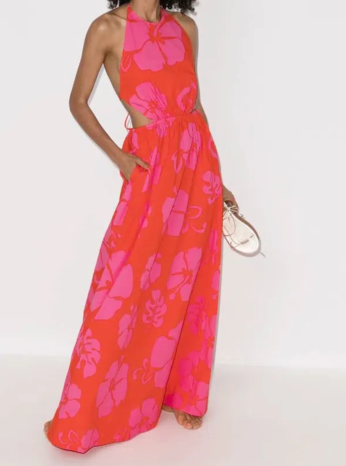 Staud Apfel Hibiscus Maxi Dress Pink Size M / AU 10 - Image 3