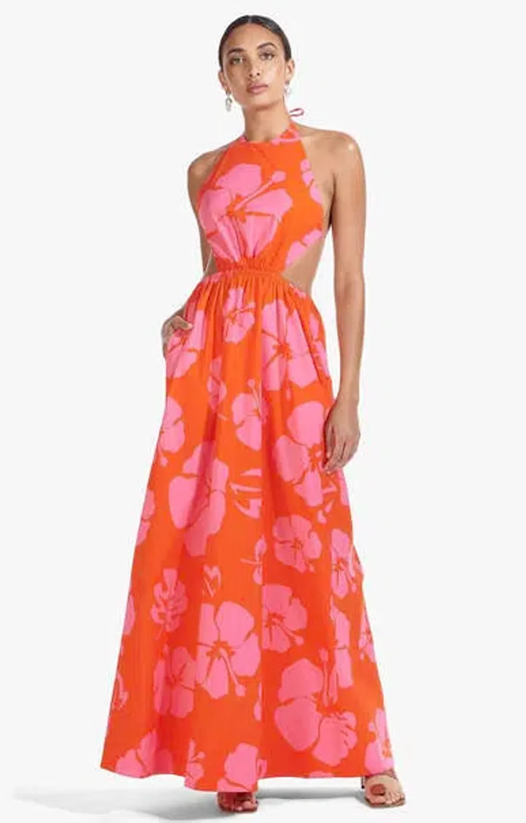 Staud Apfel Hibiscus Maxi Dress Pink Size M / AU 10 for rent on The Volte - main image