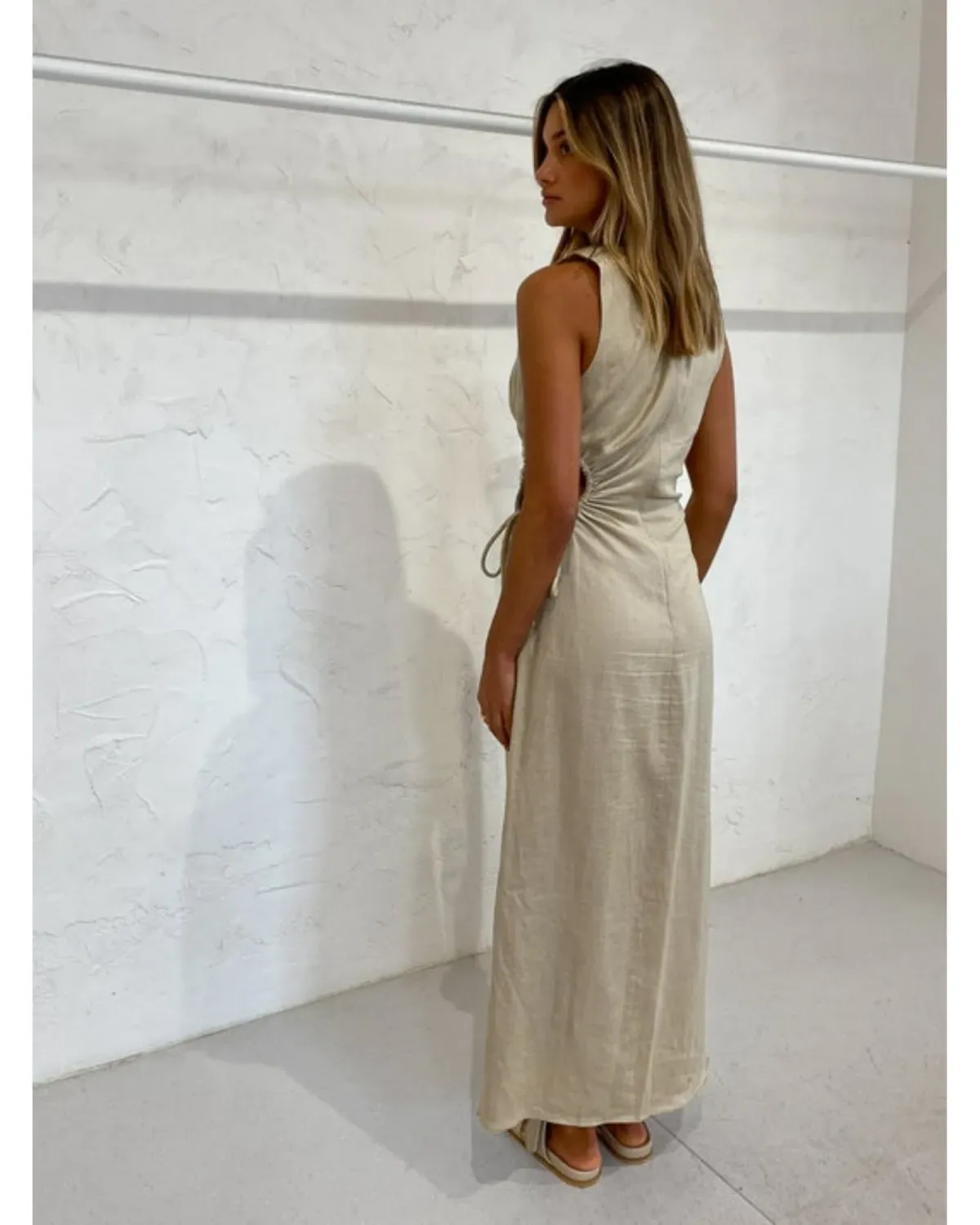Sir the Label Blanche Cut Out Midi Dress In Bone Size AU 8 - Image 3