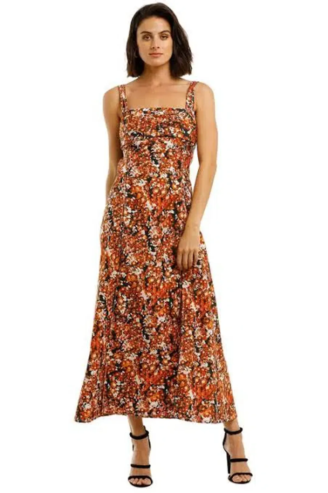 Camilla and Marc Asterid Midi Print Dress Orange Size AU 6 for rent on The Volte - main image