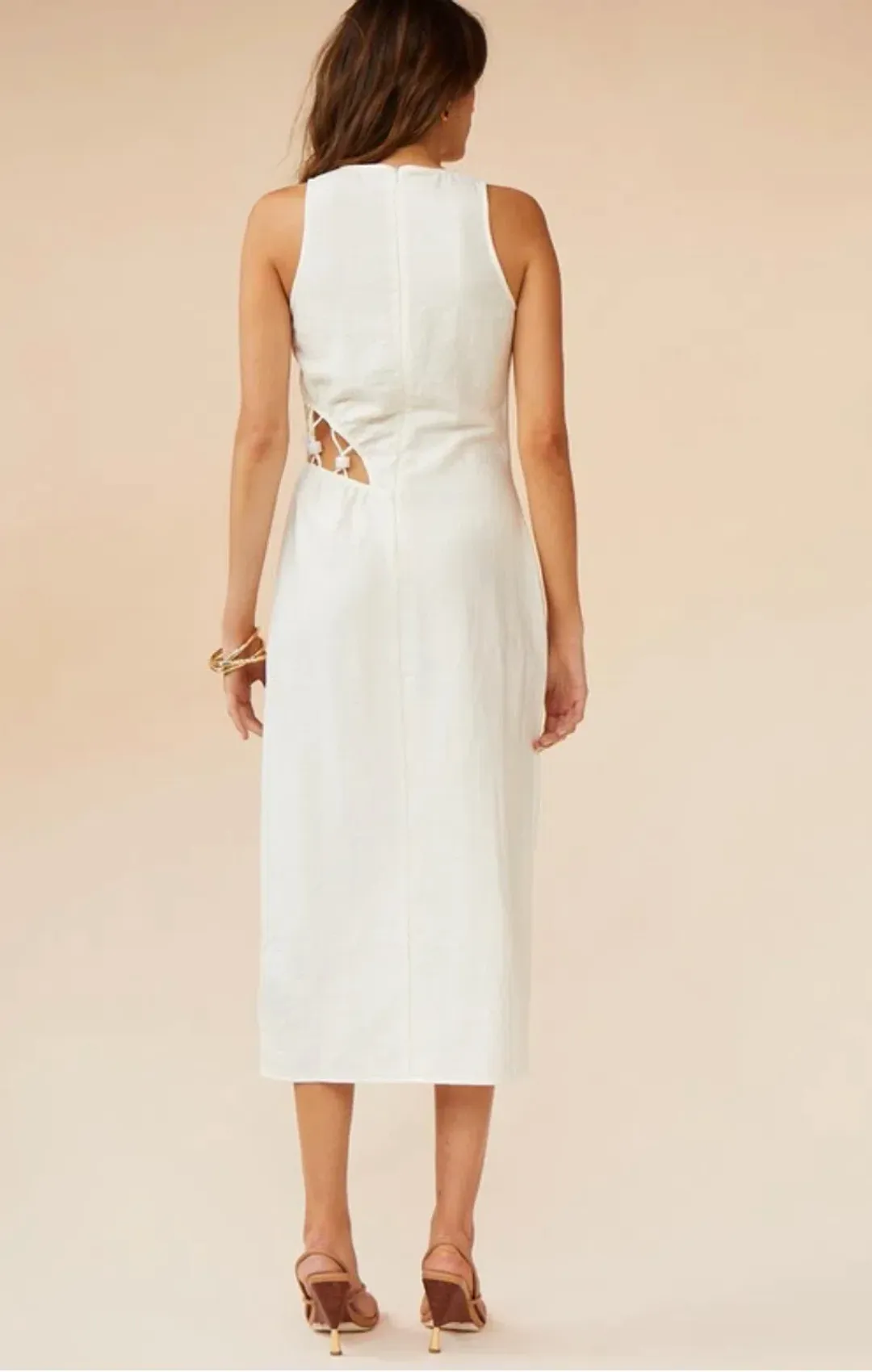 Suboo Astrid Resin Waist Detail Midi Dress in Ivory for rent on The Volte - main image