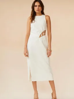 Suboo Astrid Resin Waist Detail Midi Dress in Ivory for rent on The Volte - image 1