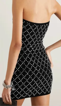 Retrofête Felicity Strapless Embellished Shirred Chiffon Mini Dress Black Size AU 10 for rent on The Volte - image 4