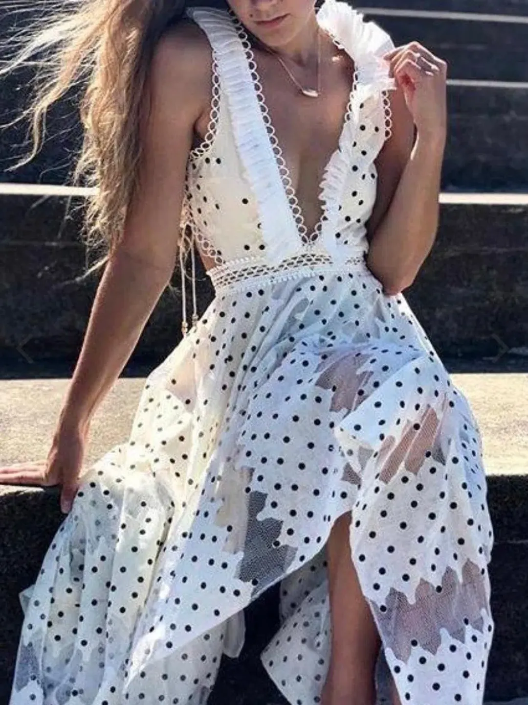 Ixiah The Label Allegra Polkadot Skirt Cream Size AU 10 for rent on The Volte - main image