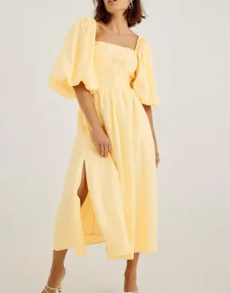 Sovere Relish Midi Dress Yellow Size AU 6 for rent on The Volte - image 1