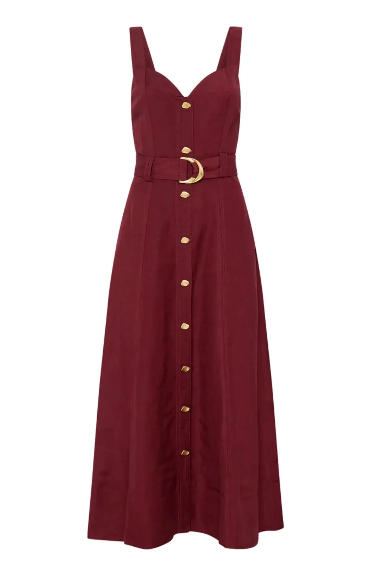 Aje Clay Belted Midi Dress Burgundy Size 16 - Image 2