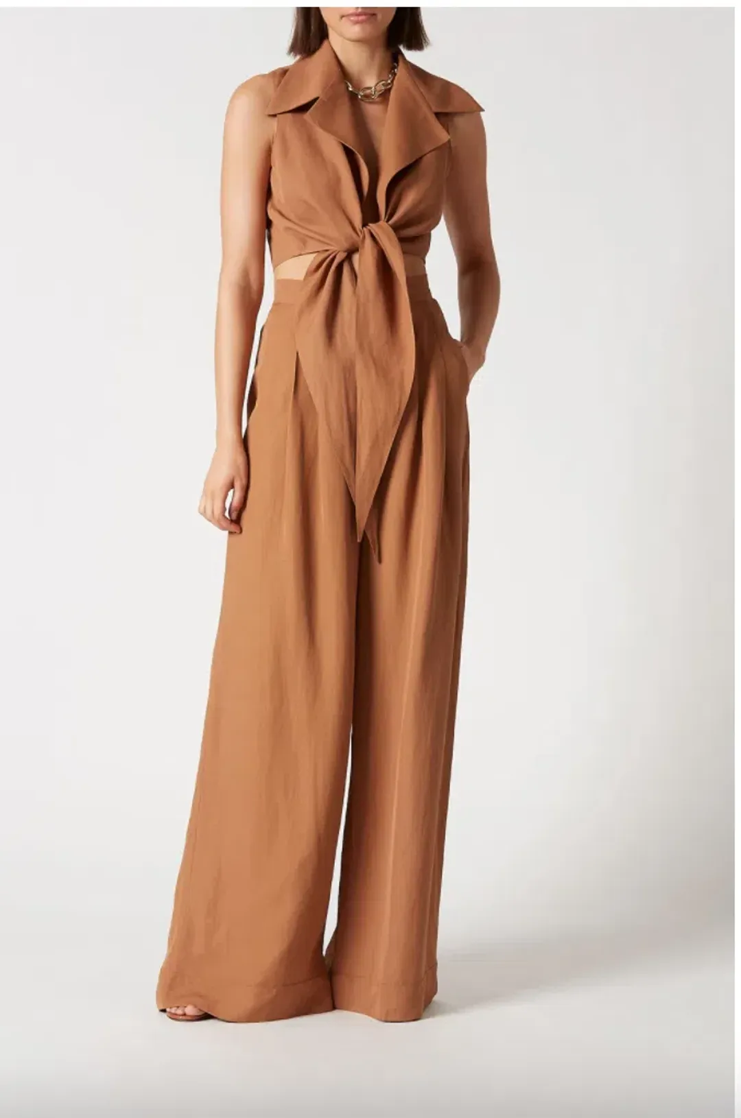 Scanlan Theodore Italian Linen Viscose Set Brown Size 10 for rent on The Volte - main image